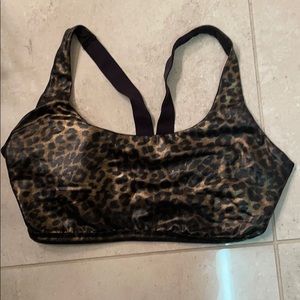Spans Leopard Faux Leather Sports Bra
